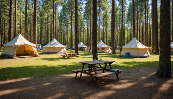 Emplacements tentes ombrages vacances plein air